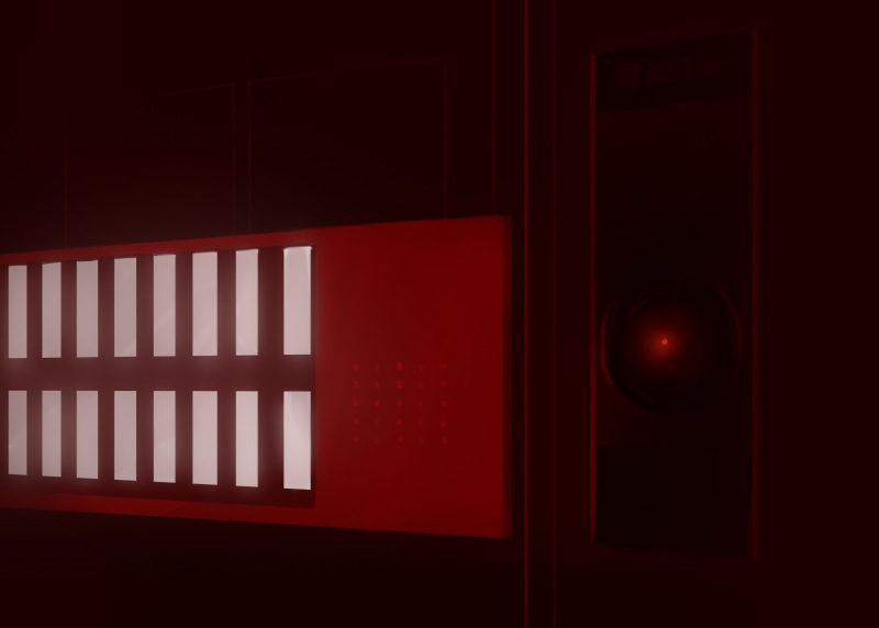 red, night, wood - material, illuminated, shadow, HAL 9000, window, Stanley Kubrick, railing, building, dark, architecture, open, indoors, 2001: A Space Odyssey