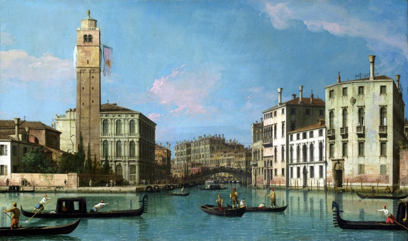 Canaletto, channel, Venice, landscape, 2K, home, Venice: Entrance to the Cannaregio, picture, boat