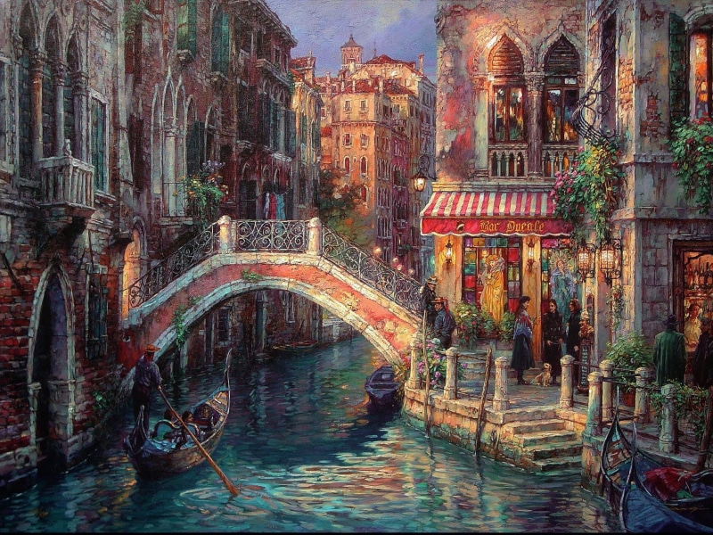 building Exterior, religion, travel Destinations, cathedral, venice - Italy, painting, people, nature, history, bridge, urban Scene, cultures, arch, channel