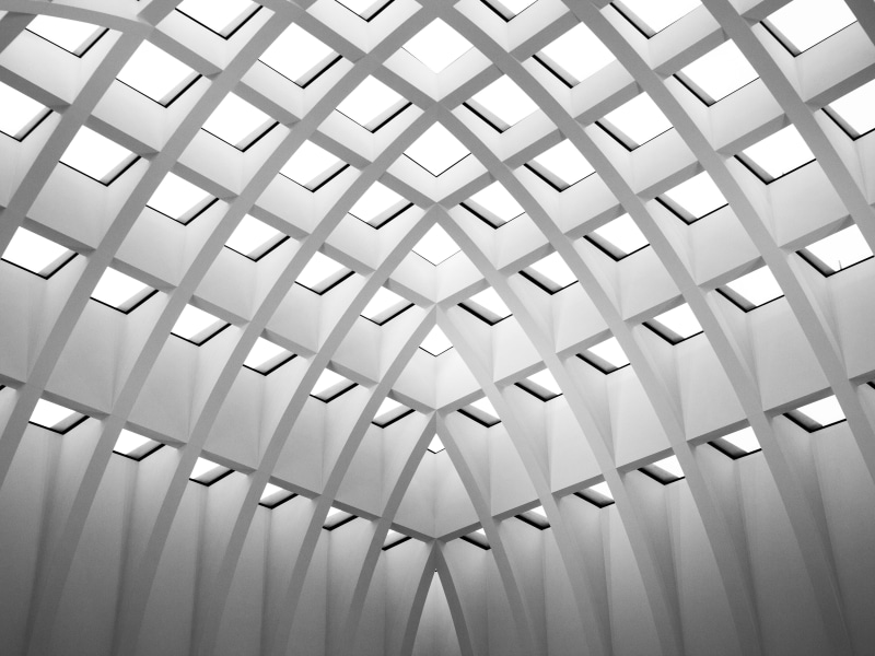 low angle view, lighting equipment, day, futuristic, daytime, gray, white, design, concrete, shape, illustration, abstract, photo, 4K, architectural feature