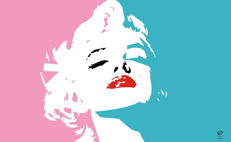 Vector Art, pop art, hairstyle, adult, women, monroe, body part, blue background, art, front view, one person, leisure activity, portrait, marilyn, 2K