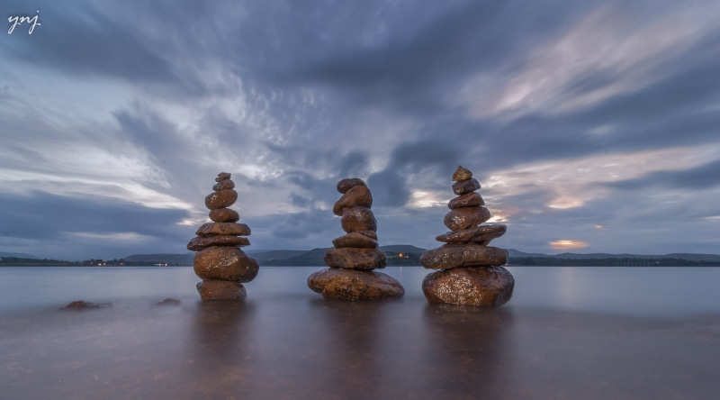 buddhism, blue  orange, pune, khadakwasla, stacked, evening, smooth, moving, long-exposure, balanced, india, flash, sea, stones, silky, piled, nature, colors
