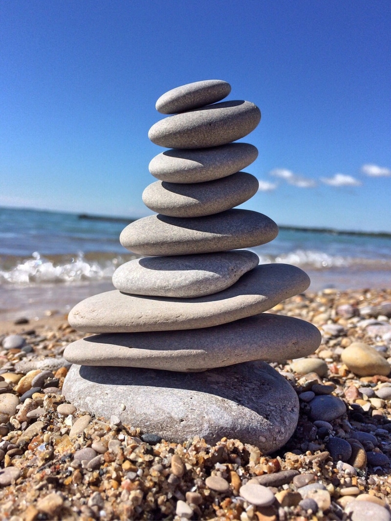 Stone, tranquility, Stack, water, sand, 2K, beauty in nature, Balance, sea, day, sky, pebble, Rock, Lake, outdoors, stone - object, Beach, nature, horizon over water