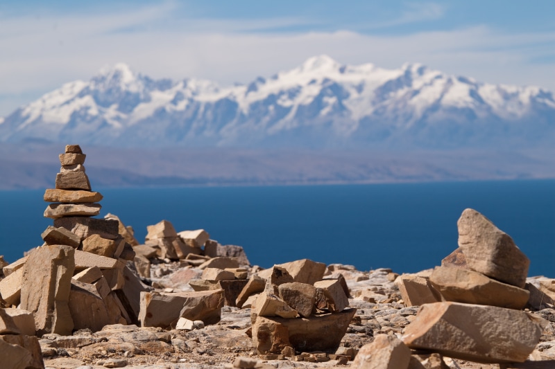 landscape, Pachamama, Bolivia, nature, View, 4K, mountain, snow, Isla del Sol, balance, island, La Paz, selective focus, stone  mountains, photography