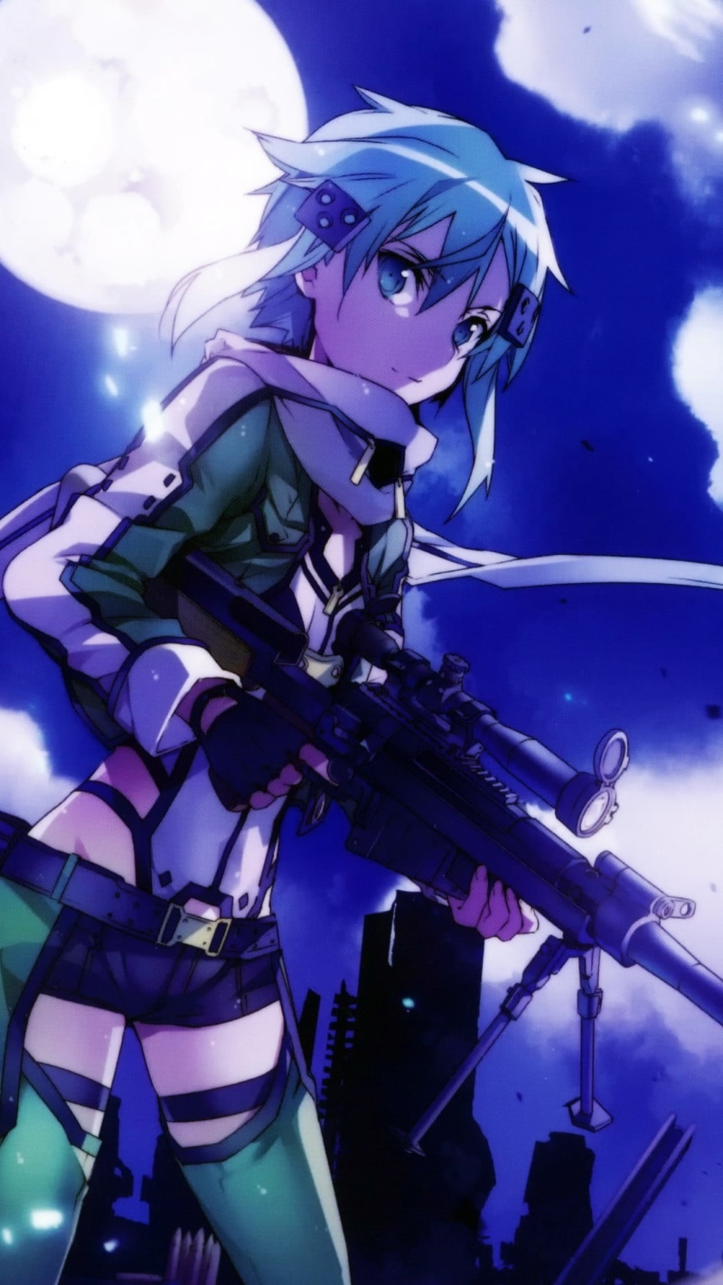 anime, 1080P, anime girls, Sword Art Online Alternative: Gun Gale Online, gun, Sinon (Sword Art Online), Asada Shino