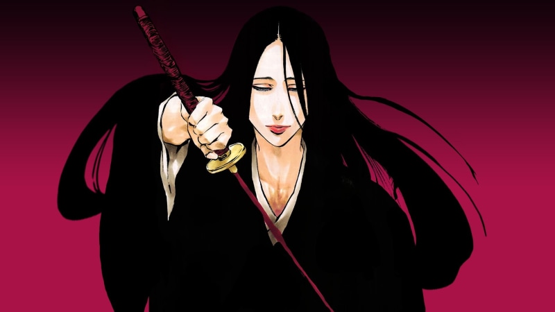 standing, young women, indoors, 1080P, anime, Unohana Yachiru, young adult, beauty, colored background, adult, holding, waist up, women, Bleach, beautiful woman
