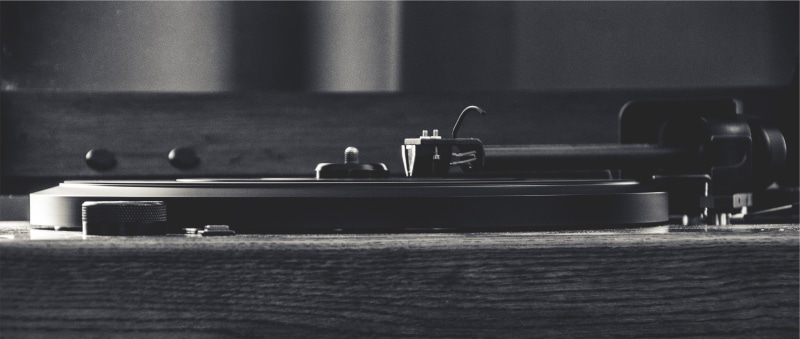 indoors, music, table, retro styled, record player needle, turntable, grayscale, technology, record, 2K, vinyl, arts culture and entertainment, no people