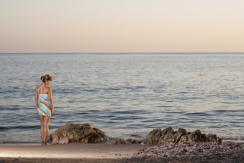 only, model, sky, horizon over water, fashion shoot, young, swimwear, womens, adult, the young woman, eye, holiday, people, exposure, make-up, aesthetics