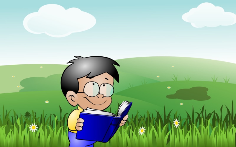 spring, green color, people, field, summer, fun, baby, land, back to school, holiday, book, men, contemplation, plant, 2K, enjoy, illustration, child