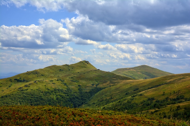 green, poland, bieszczady, panorama, peace of mind, environment, view, mountain ridge, sky, mountains, sunny, grass, tranquil scene, idyllic, no people