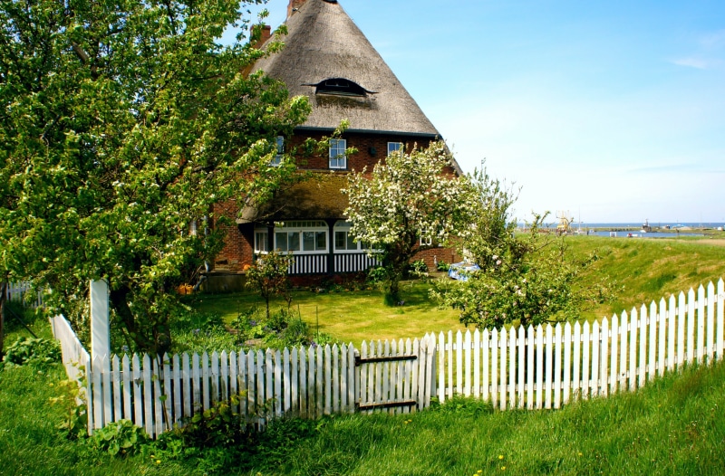 architecture, sky, house, island, nature, no people, grass, green color, outdoors, farmhouse, coast, leafed, building exterior, growth, rural scene, brown