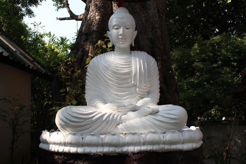 buddhist, 5K, enlightenment, white color, Buddha, no people, zen, lotus position, peace, day, serenity, peaceful, sitting, art and craft, male likeness