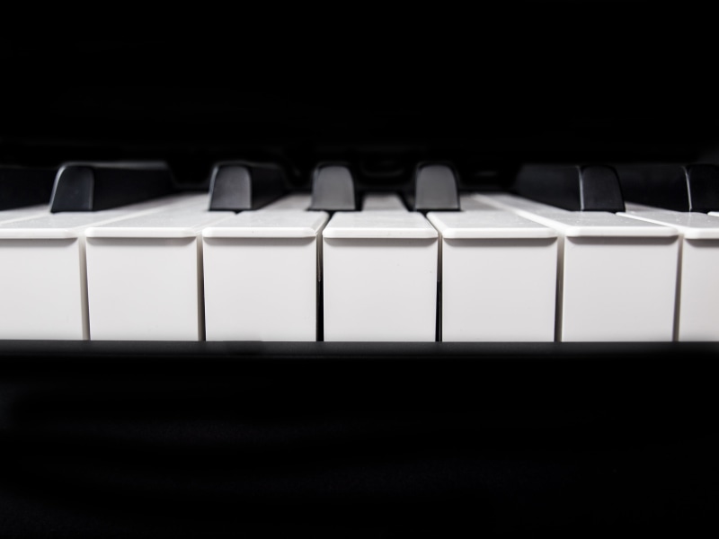 musical equipment, performing arts event, arts culture and entertainment, playing, key, keyboard, 4K, keyboard instrument, dark, photo, copy space, black