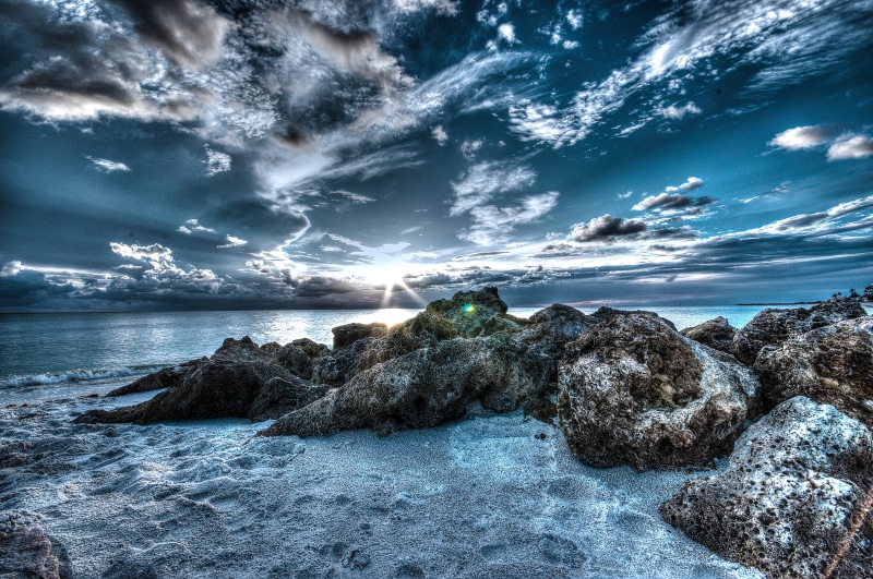 HDR, daytime, coastline, clouds, blue, Beach, sigma, seascape, cloud - Sky, 20mm, playa, rock - Object, 10mm, nature, 5K, summer, wave, sky, nikon  d3200