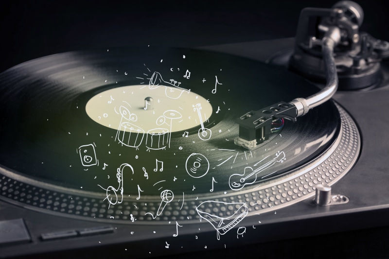 orchestra, analog, drawn, technology, detail, installation, retro, party, equipment, ideas, science, turntable, instrument, arts culture and entertainment