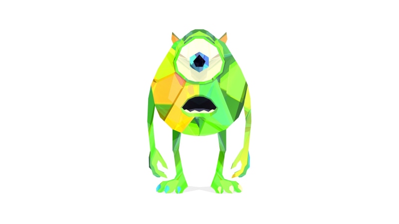 cut out, single object, inc, monster, animal representation, neon colored, animal, representation, no people, white background, indoors, Mike Wazowski