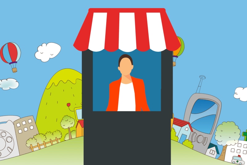 business person, store, 2K, small, sell, computer network, businessman, illustration, technology, market, kiosk, design, people, booth, nature, retail