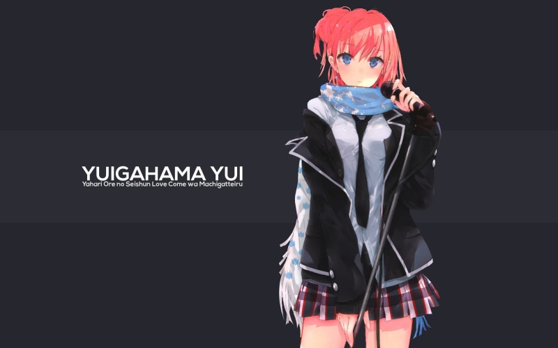 one person, portrait, indoors, black background, Yahari Ore no Seishun Love Comedy wa Machigatteiru, anime girls, front view, text, adult, copy space, three quarter length
