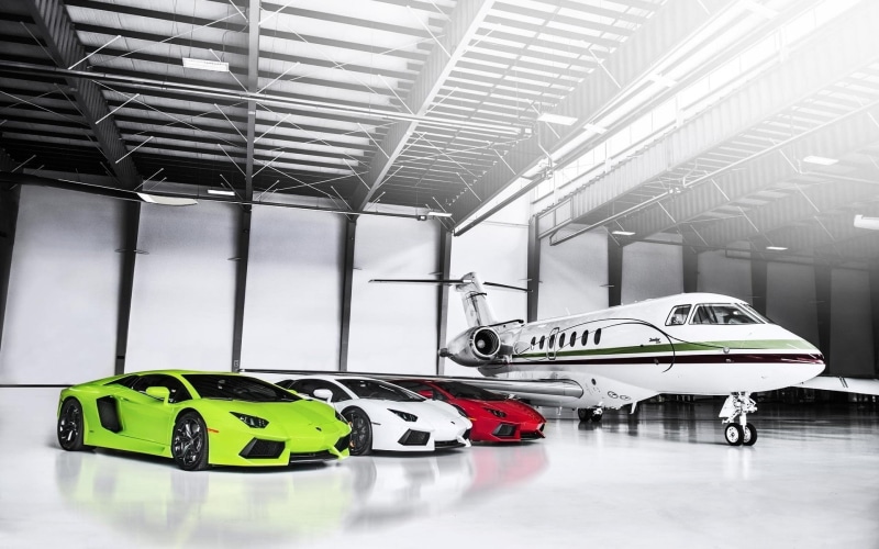 1080P, airplane, luxury, sport cars, private, garage, plane, muscle cars
