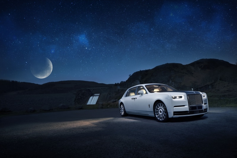 Rolls-Royce Phantom, Night, 8K, Rolls Royce, Car, Vehicle, White Car, Luxury Car, Rolls-Royce