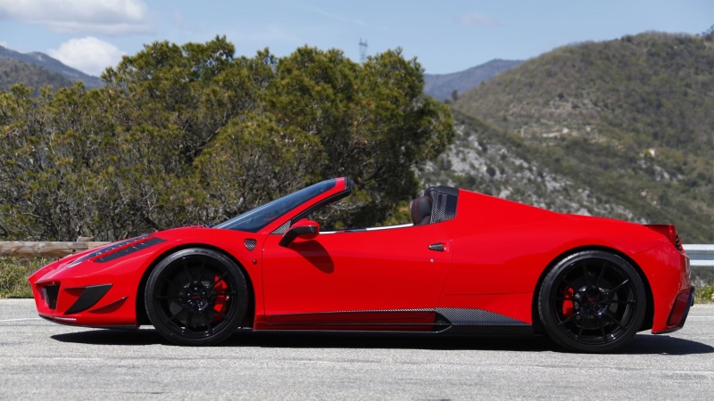 day, black, sports car, nature, transportation, bed, luxury, convertible, frame, mountain, outdoors, racecar, land vehicle, road, plant, Ferrari, car, speed