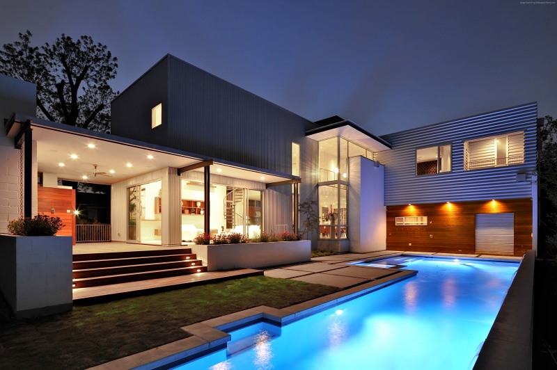 modern, 2K, yard, Mansion, pool, interior, High-tech, House