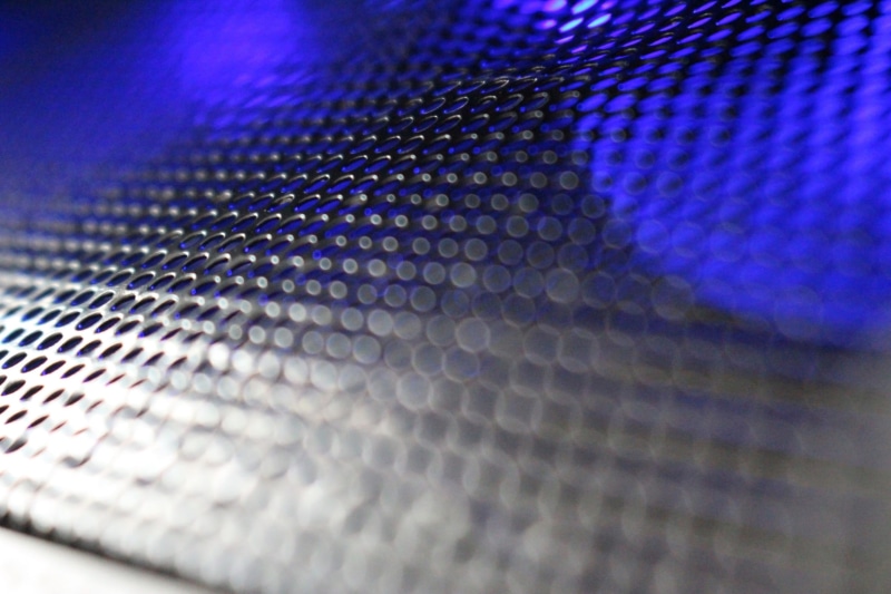 music, chrome, futuristic, textured, metal, blue, geometric shape, steel, blur, shiny, pattern, creativity, holes, metallic, abstract, mesh