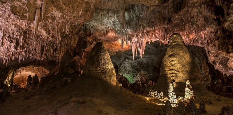 cave, stalactites, erosion, Carlsbad, landscape, lights, rock, 2K, nature, New Mexico