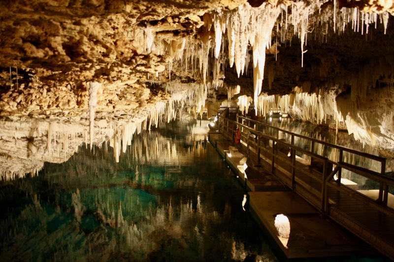 stalactite, bermuda, 4K, underground, beauty in nature, crystal and fantasy caves, solid, reflection, illuminated, nature, geology, stalagmite, rock formation