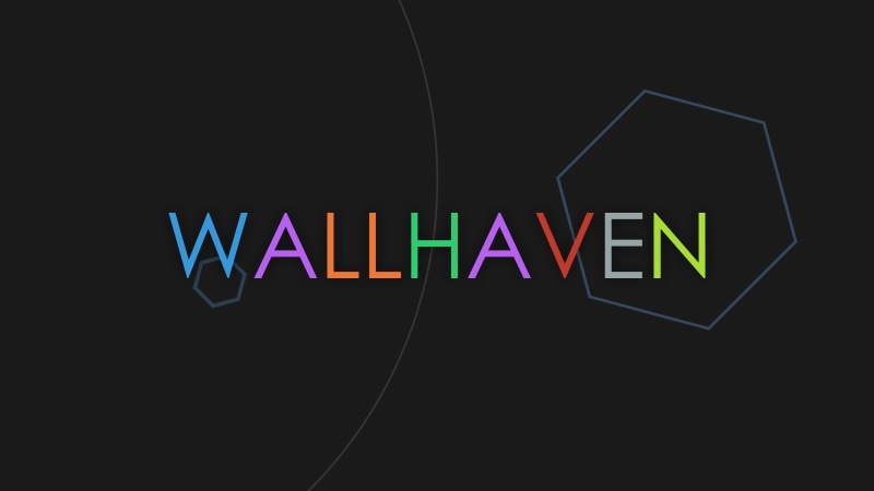 wallhaven, black background, 4K, text, hexagon, colorful, minimalism