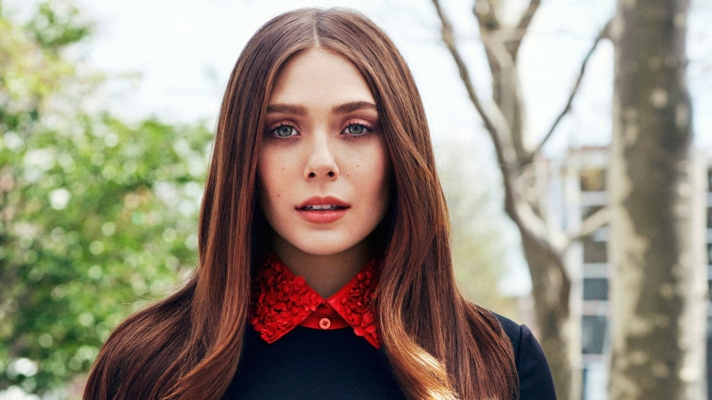 body part, beauty, focus on foreground, tree, portrait, hairstyle, looking at camera, human face, Elizabeth Olsen, celebrity, hair, headshot, young adult