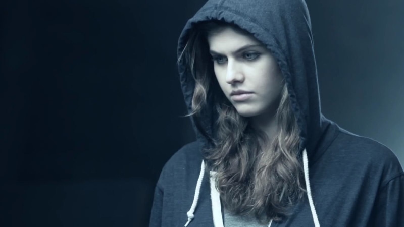 front view, black background, depression - sadness, Actresses, adolescence, hair, clothing, serious, portrait, beautiful woman, young adult, adult, casual clothing