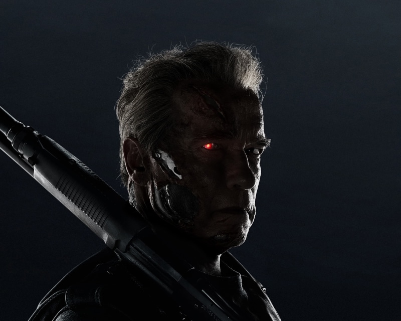 red eyes, Terminator Genisys, movies, cyborg, 1080P, weapon, Arnold Schwarzenegger, T-800, Terminator