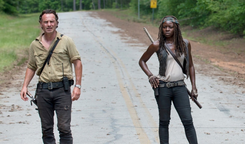 focus on foreground, The Walking Dead, Rosita Espinosa, Tyreese, Carol Peletier, adult, day, portrait, couple - relationship, togetherness, nature, Glenn Rhee