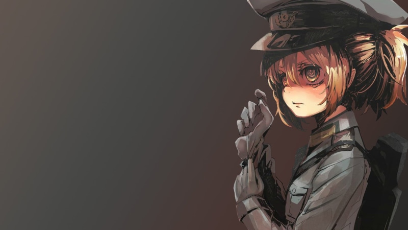 portrait, looking at camera, young adult, copy space, headshot, real people, one person, mask, Youjo Senki, black background, indoors, 1080P, anime girls