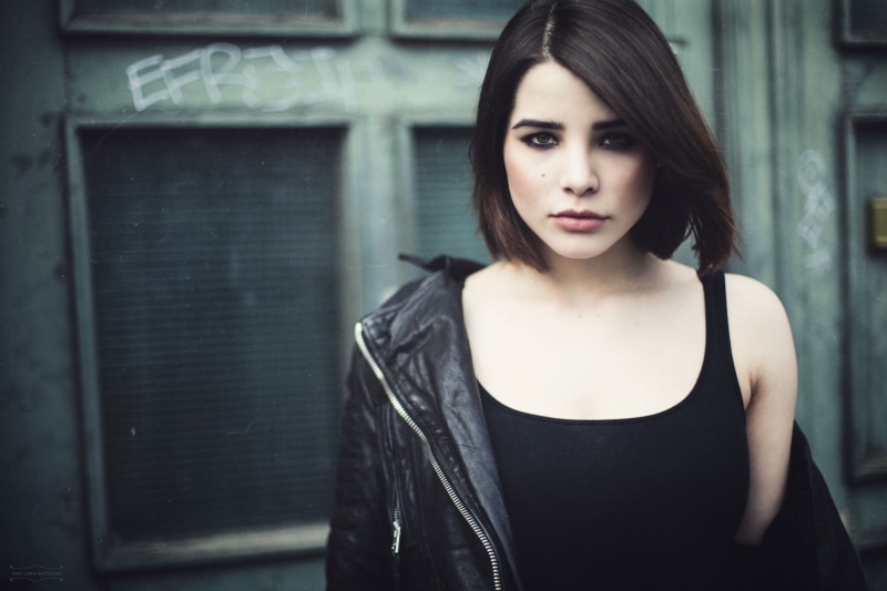 Julia Coldfront, standing, jacket, contemplation, women, hair, top, lips, women outdoors, long hair, one person, zip, short hair, beauty, 1080P, black