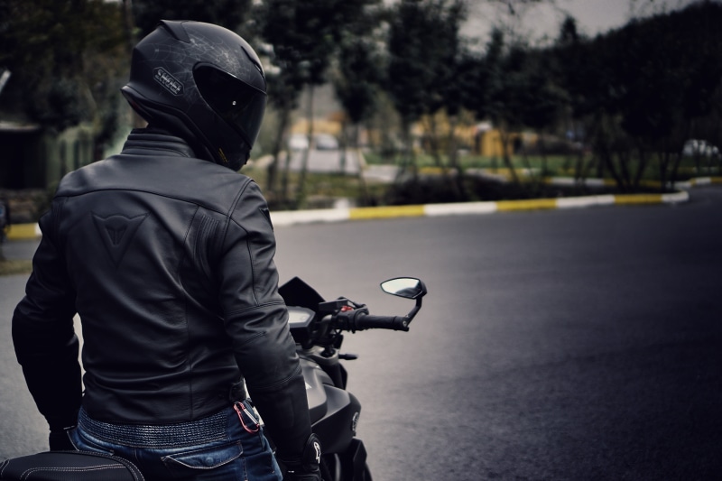 outdoors, leather, Shoei, real people, sport, helmet, Dainese, day, face, biker, headwear, rear view, road, street, leisure activity, clothing, 5K, mode of transportation