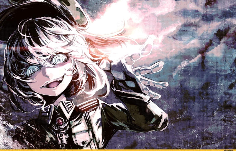 anime girls, eyes, Youjo Senki, open mouth, dark, Tanya, 1080P