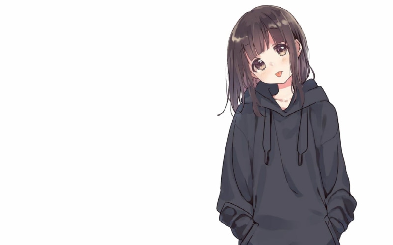anime, anime girls, white background, simple background, 720P, tongue out