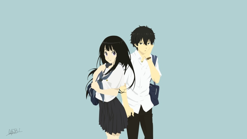 Chitanda Eru, 4K, anime girls, Oreki Houtarou, Hyouka