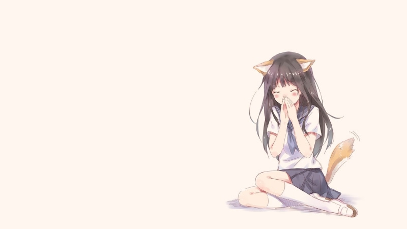school uniform, cut out, hairstyle, women, studio shot, lifestyles, one person, looking at camera, 1080P, long hair, Chitanda Eru, portrait, anime, Hyouka