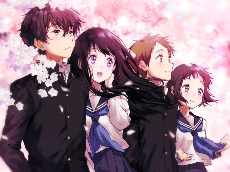 Anime, Hōtarō Oreki, Satoshi Fukube, Mayaka Ibara, 1080P, Hyouka, Eru Chitanda