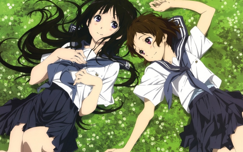 lifestyles, 4K, people, casual clothing, Ibara Mayaka, anime girls, nature, Chitanda Eru, young men, togetherness, creativity, sunlight, friendship, two people