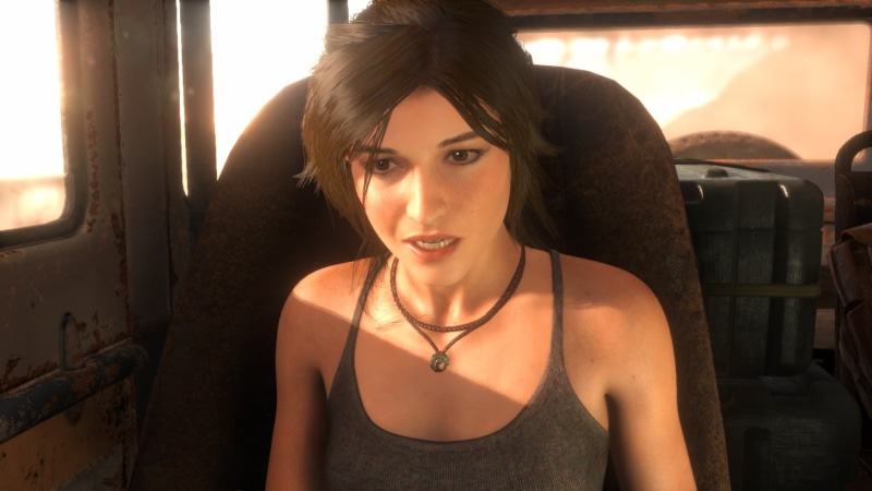travel, portrait, window, gray, real people, 1080P, vehicle interior, young adult, hairstyle, s, Tomb Raider, tank, Lara Croft, fashion, top, sitting