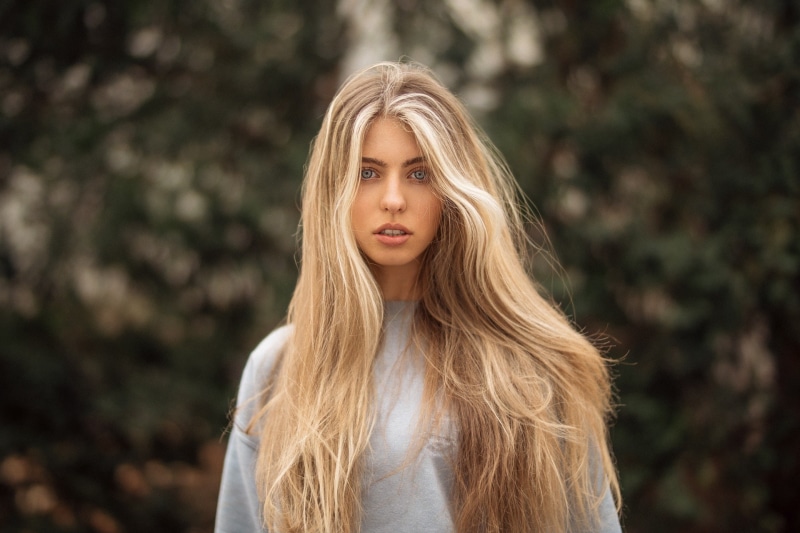 headshot, hair, young women, long hair, fashion, front view, standing, portrait, blond hair, blonde, beautiful people, contemplation, straight hair, beautiful woman