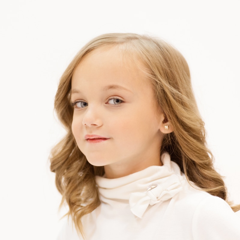 one Person, white background, model, looking, smiling, innocence, beauty, girl, happy, human hair, little, pretty, blue, adult, dress, caucasian Ethnicity