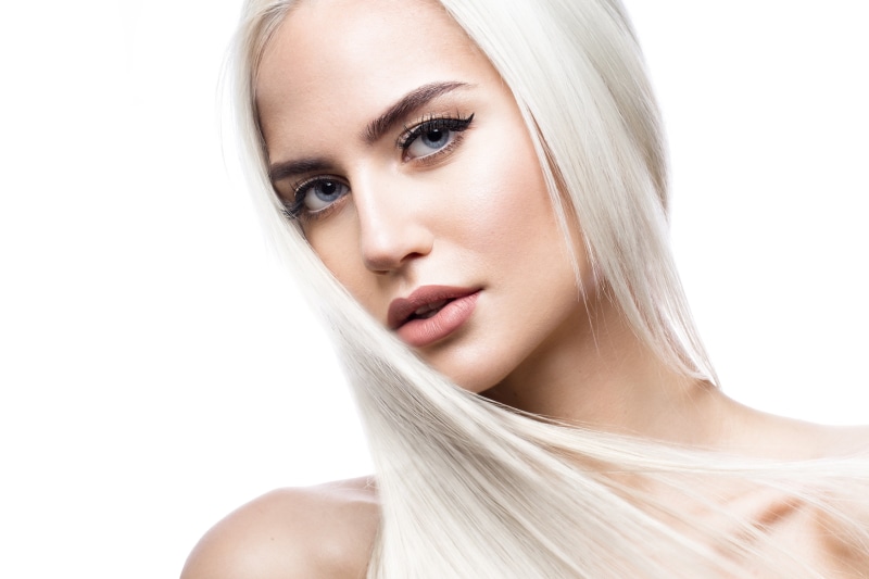 makeup, white background, portrait, simple background, 4K, long hair, model, women, face