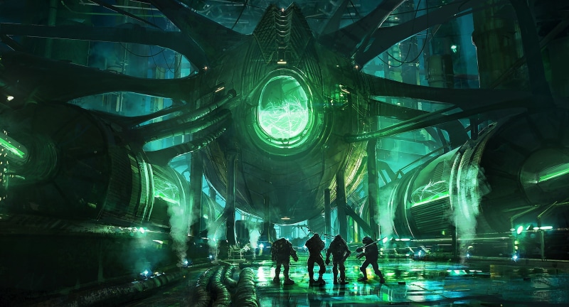 built structure, walking, lighting equipment, group, 1080P, architecture, green color, lifestyles, nightlife, leisure activity, illuminated, full length