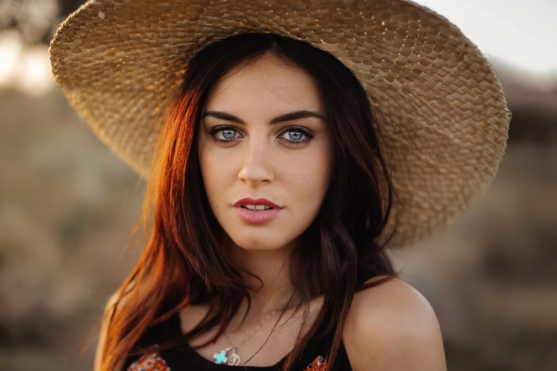 blue eyes, clothing, young women, hairstyle, one person, long hair, face, looking at camera, adult, beauty, model, Aurela Skandaj, young adult, leisure activity