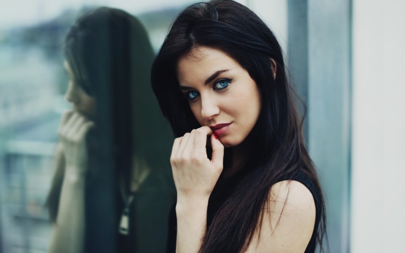 one person, adult, real people, long hair, black hair, hair, brunette, reflection, beauty, Aurela Skandaj, women, face, contemplation, lifestyles, headshot